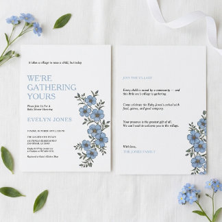 Invitación de Baby Shower de Aldea - Azul Cielo 2