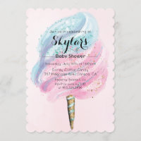 Invitación de Baby Shower de Algodón de Azúcar