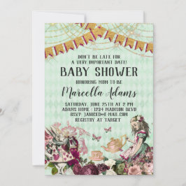 Invitación de Baby Shower de Alice in Wonderland