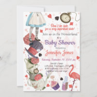 Invitación de Baby Shower de Alice in Wonderland