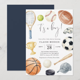 Invitación de Baby Shower de All Star Sports