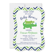 Invitación de Baby Shower de Alligator Green Blue