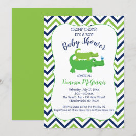 Invitación de Baby Shower de Alligator Green Blue 