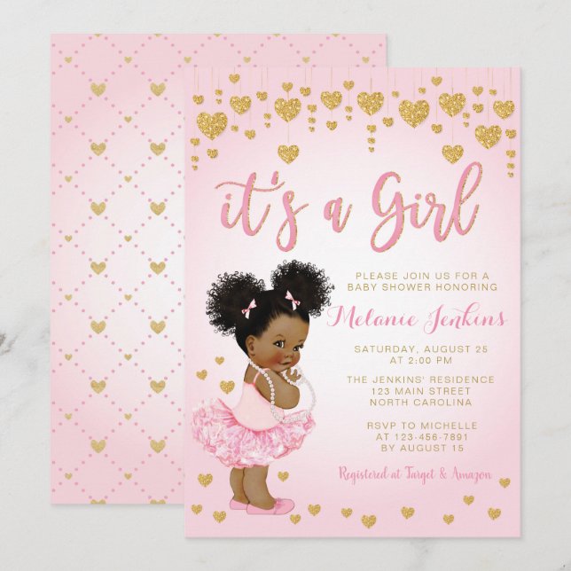 Invitación de Baby Shower de América Latina (Anverso / Reverso)