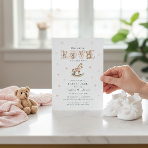 Invitación de Baby Shower de Amor de Osito de Pelu