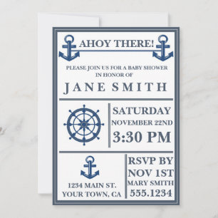 Invitación de Baby Shower de ancla náutica