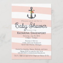 Invitación de Baby Shower de ancla náutica - Chico