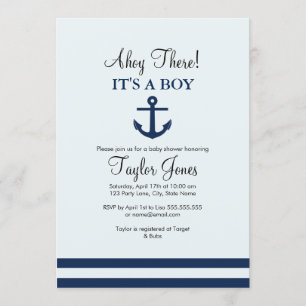 Invitación de Baby Shower de Ancla Náutica de la M