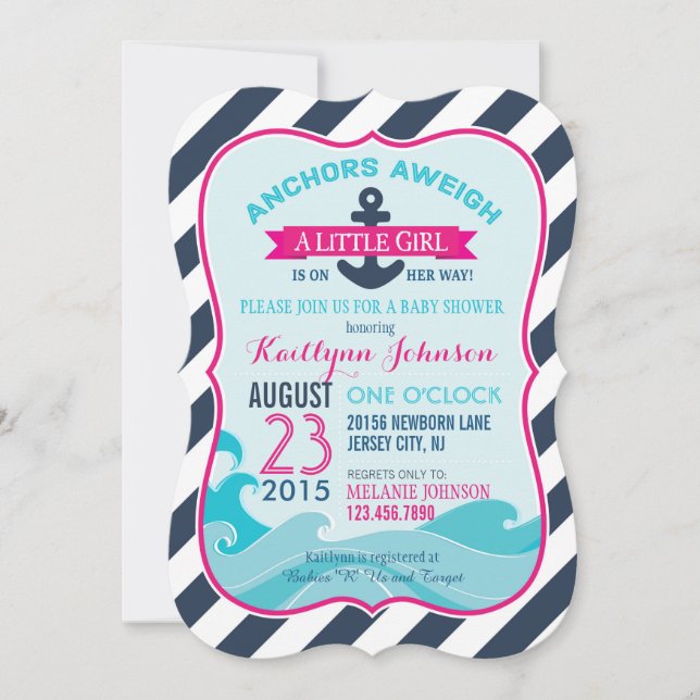 Invitación de Baby Shower de anclaje y anclaje náu (Anverso)