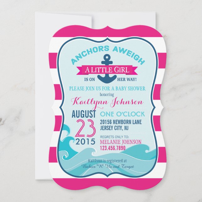Invitación de Baby Shower de anclaje y anclaje náu (Anverso)