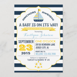 Invitación de Baby Shower de anclaje y anclaje náu