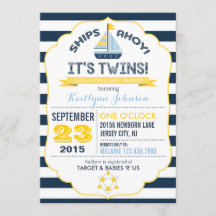 Invitación de Baby Shower de anclaje y banda náuti