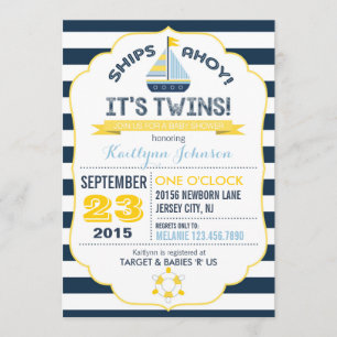 Invitación de Baby Shower de anclaje y banda náuti
