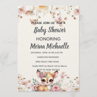 invitación de baby shower de animal de bosque