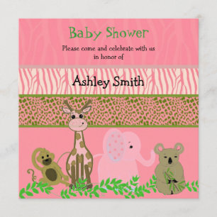 Invitación de baby shower de animal del zoológico