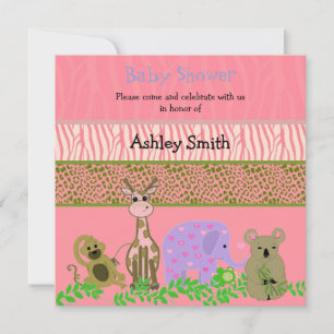 Invitación de baby shower de animal del zoológico