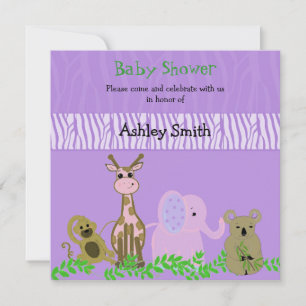 Invitación de baby shower de animal del zoológico