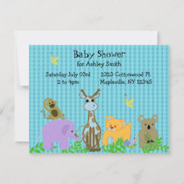 Invitación de baby shower de animal del zoológico