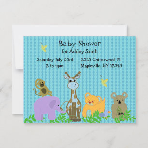 Invitación de baby shower de animal del zoológico