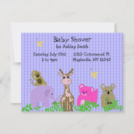 Invitación de baby shower de animal del zoológico