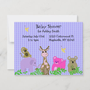 Invitación de baby shower de animal del zoológico