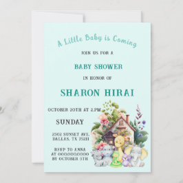 Invitación de Baby Shower de Animales Adorables | 