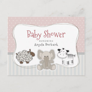 Invitación de Baby Shower de Animales Bebés