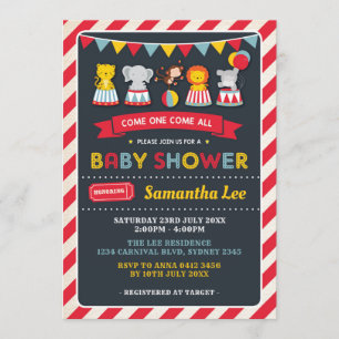 Invitación de Baby Shower de Animales de Circo Car