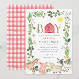 Invitación de Baby Shower de Animales de Granja