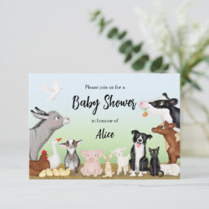 Invitación de baby shower de animales de granja li