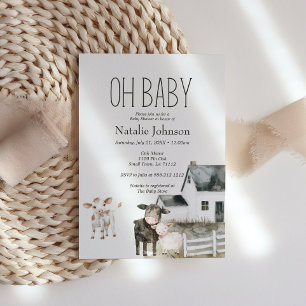 Invitación de Baby Shower de Animales de la Granja