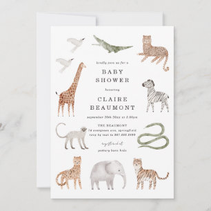 Invitación de Baby Shower de Animales de Safari