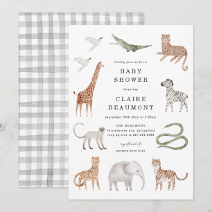 Invitación de Baby Shower de Animales de Safari
