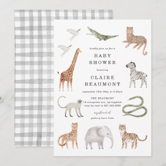 Invitación de Baby Shower de Animales de Safari