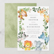 Invitación de Baby Shower de Animales de Safari