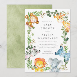 Invitación de Baby Shower de Animales de Safari