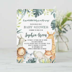 Invitación de Baby Shower de Animales de Safari