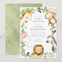 Invitación de Baby Shower de Animales de Safari