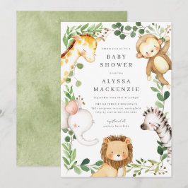 Invitación de Baby Shower de Animales de Safari
