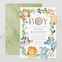 Invitación de Baby Shower de Animales de Safari