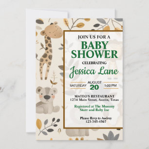 Invitación de Baby Shower de Animales de Safari Ad