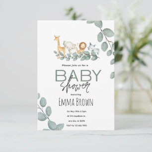 Invitación de Baby Shower de Animales de Safari co
