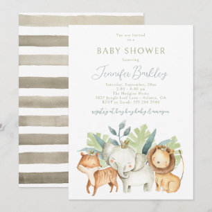 Invitación de Baby Shower de Animales de Safari de