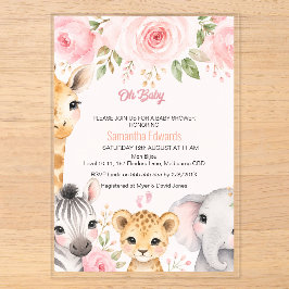 Invitación de Baby Shower de Animales de Safari Fl