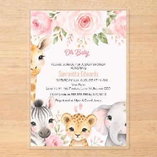 Invitación de Baby Shower de Animales de Safari Fl