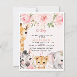 Invitación de Baby Shower de Animales de Safari Fl
