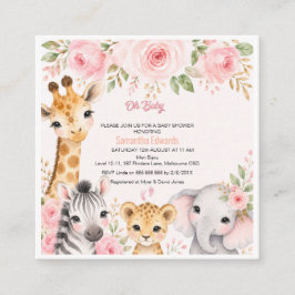 Invitación de Baby Shower de Animales de Safari Fl