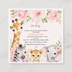 Invitación de Baby Shower de Animales de Safari Fl