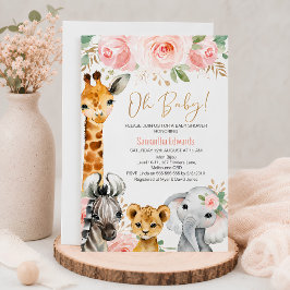 Invitación de Baby Shower de Animales de Safari Fl