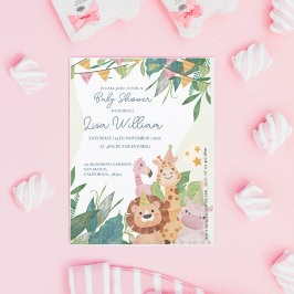 Invitación de Baby Shower de Animales de Safari Li